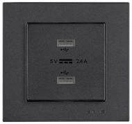 Розетка USB без заземления IP20 дымчатый 20 04 2000 302