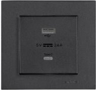 Розетка USB + Type C без заземления IP20 дымчатый 20 04 2000 304