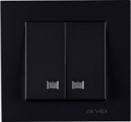 Выключатель двухклавишный Arvia Electric Karen с подсветкой черный 20 07 2000 203 Выключатель двухклавишный Arvia Electric Karen с подсветкой черный 20 07 2000 203