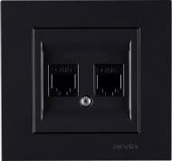 Розетка компьютерная двойная без заземления IP20 черный 20 07 2000 248 Розетка компьютерная двойная без заземления IP20 черный 20 07 2000 248