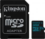 Карта памяти Kingston microSDXC 32 ГБ Class 10 (SDCG2/32GB) UHS-I U3 R90/W45MB/s Canvas Go + adapter