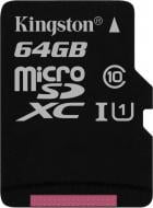 Карта памяти Kingston microSDXC 64 ГБ Class 10 (SDCS/64GBSP) UHS-I R80MB/s
