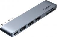 USB-хаб UGREEN CM251 2xUSB-C to 3xUSB3.0-A+SD+TF+PD Multifunction Adapter Aluminum Shell Gray (60560)