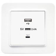 Розетка USB + Type C без заземления IP20 белый матовый 21 29 4001 304