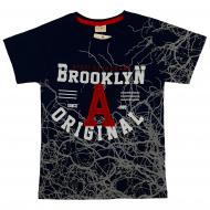 Футболка для мальчика AKKU с буквой А р.134 черный 9076