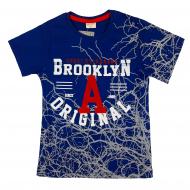 Футболка для мальчика AKKU с буквой А р.140 синий 9076