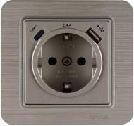 Розетка бытовая + USB + Type C с заземлением IP20 медный 21 28 4010 301