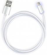 Дата-кабель Vinga USB 2.0 АМ – microUSB 1 м серебристый (VCPDCMLED1S)