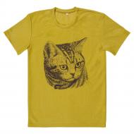 Футболка Ярослав с печатью «Кот» 57969 р.52 горчичный/с принтом