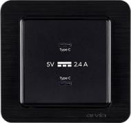 Розетка USB + Type C без заземления IP20 черный 21 25 4007 303