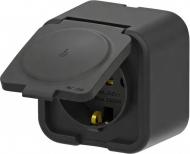 Розетка с крышкой бытовая с заземлением IP20 черный 25 21 1000 244 Розетка с крышкой бытовая с заземлением IP20 черный 25 21 1000 244