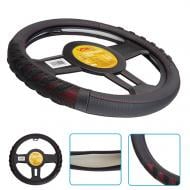 Чохол на кермо Voin VLOD-L2628 BK/RD L шкіра чорний