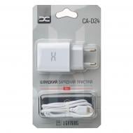 Мережевий зарядний пристрій DC 2в1 Lightning 2USB/2.4A (CA-D24) білий (2000000326177)