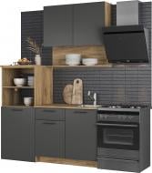 Кухня Грейд Wendy ДСП 1,6м графит серый/дуб крафт золотой