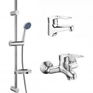 Набор смесителей Cron 3 в 1 HANSBERG (умывальник/ванна/душ.гарнитура) CR0842