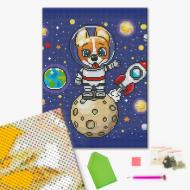 Алмазна мозаїка Коргі в космосі 30х40 см Brushme