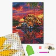 Алмазная мозаика Леопард на красочном фоне 30х40 см Brushme