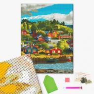 Алмазная мозаика Поселок у озера 30х40 см Brushme