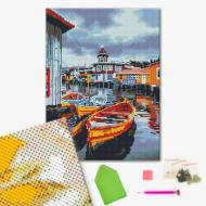 Алмазная мозаика Лодка возле городка 30х40 см Brushme