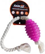 Игрушка для собак AnimAll Граната с канатом 8 см фиолетовая 88244