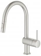 Смеситель для кухни Grohe Minta, длина излива - 223 мм, поворотный/вытяжной, 1 рычаг, суперсталь 32321DC2
