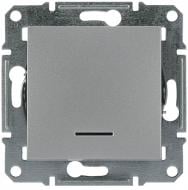 Выключатель одноклавишный Schneider Electric Asfora с подсветкой алюминий EPH1400161