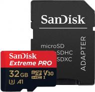 Карта памяти SanDisk microSD/microSDHC/microSDXC 32 ГБ UHS-I Class 3 (U3) V30 A1 R100/W90MB/s 4K Extreme Pro + SD (SDSQXCG-032G-GN6MA)