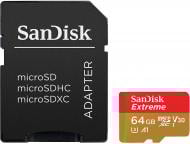 Карта памяти SanDisk microSDXC 64 ГБ UHS-I Class 3 (U3) Extreme + SD Adapter (SDSQXAF-064G-GN6MA)