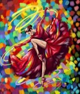 Картина за номерами Danko Toys 40х50 см укр. № 5 Танцівниця в червоному KpN-01-05U