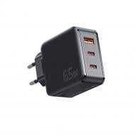 Зарядное устройство Essager Matrix GaN 65W Travel Phone Charger USB A + 2 Type C EU Black (ECT2CA-JZB01-Z)