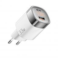 Зарядний пристрій Essager Lingyun 33W GaN Digital Display Travel Charger A+C EU White (ECT