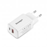 Зарядний пристрій Essager Journey Fast Charger PD+QC 30W Chager USB A+ Type-C EU White (ECTPQS-ZTB02)