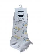 Носки женские Premier Socks мелкие цветы с рюшем на резинке р.23-25 белый