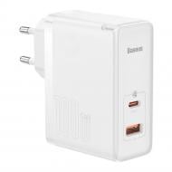 Зарядное устройство BASEUS GaN5 Pro Fast Charger C+U 100W EU (With Cable Type-C to Type-C 100W 20V/5A 1 м) White