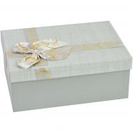Коробка подарочная Серая "Pure Linen" с бантом 23x16x9,5 см 110340643