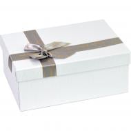 Коробка подарочная фактурная Серая с бантом 21x14x8 см 110343702