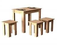 Комплект Gamma Style Кухонный (стол + 4 табурета) 900x600x750мм дуб сонома/дуб сонома