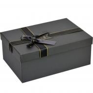 Коробка подарочная Темно серая с черным бантом 19x12x6,5 см 110345501