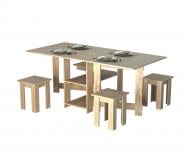 Комплект Gamma Style Гостинный (стол + 4 табурета) 410(1775)x900x750мм дуб сонома/дуб сонома