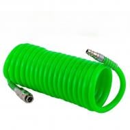 Шланг полиуретановый ROCKFORCE витой 12 мм х 8 мм с быстроразъемами 5 м