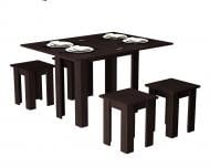 Комплект Gamma Style Завтрак (стол + 4 табурета) 600(1200)x900x750мм венге/венге