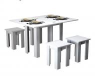 Комплект Gamma Style Завтрак (стол + 4 табурета) 600(1200)x900x750мм белый/белый