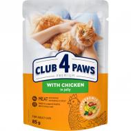 Корм влажный для котов Club 4 Paws с курицей в желе 85 г