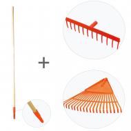 Набор садового инструмента RAMP : грабли веерные 20 зубцов + грабли универсальные с деревянным черенком 135 см