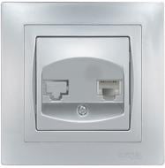 Розетка телефонная Luxel Bravo серебряный 5510