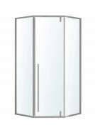 Душове огородження VOLLE MORA 90-P 90*90*200 см п'ятикутна, двері розпашні, профіль хром, скло