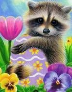 Набор со стразами на картоне 5D Енотик и весна 21x25 см GoToArt