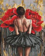 Алмазна мозаїка Балерина з червоними півоніями ©art_selena_ua Ideyka