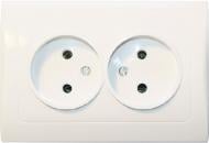 Розетка двойная без заземления Luxel Fairy белый 4007