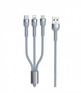 Кабель Remax Jany Series 3в1 USB to Type-C/Lightning/Micro-USB 1,2 м серый (RC-124th)